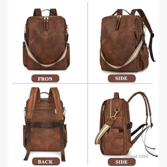 Large PU Leather Backpack Purse Convertible Satchel with Laptop Sleeve main image 6